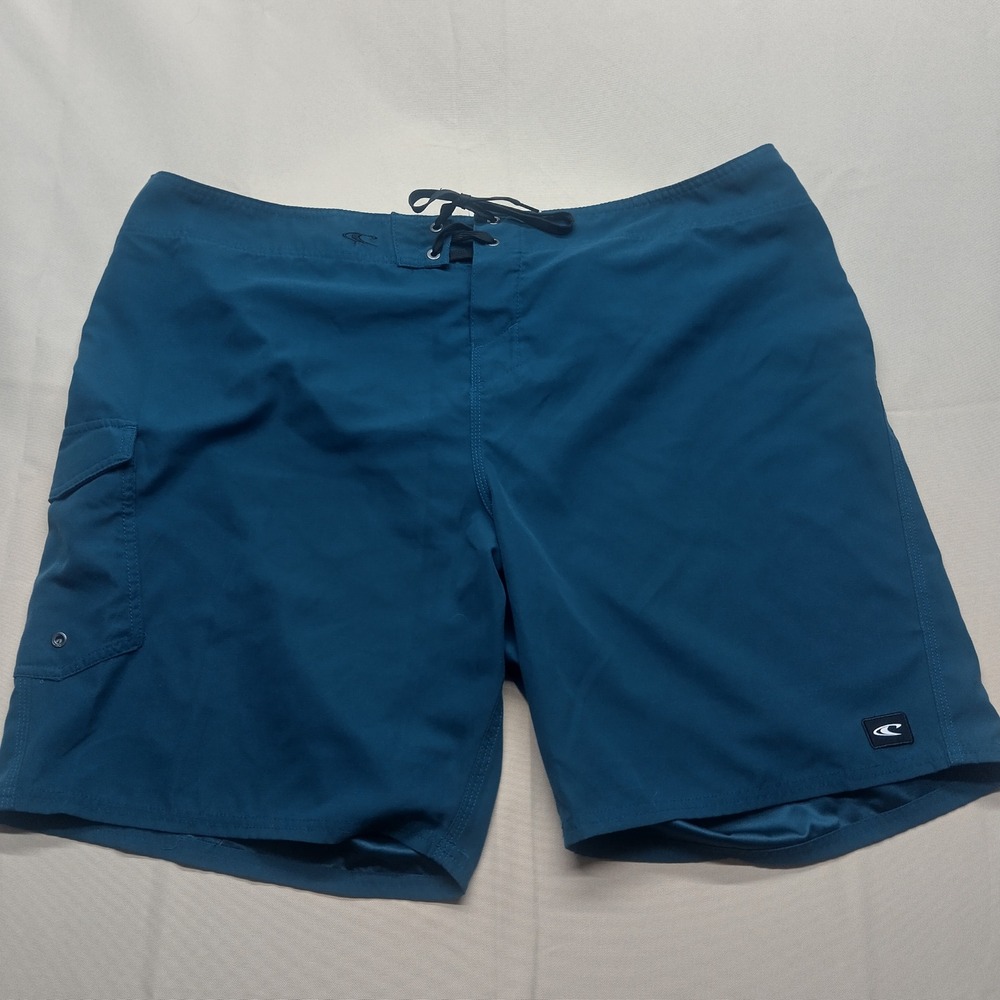 O'Neill Mens Board Shorts Size 44 Blue Teal Cargo Pocket Swim Trunks